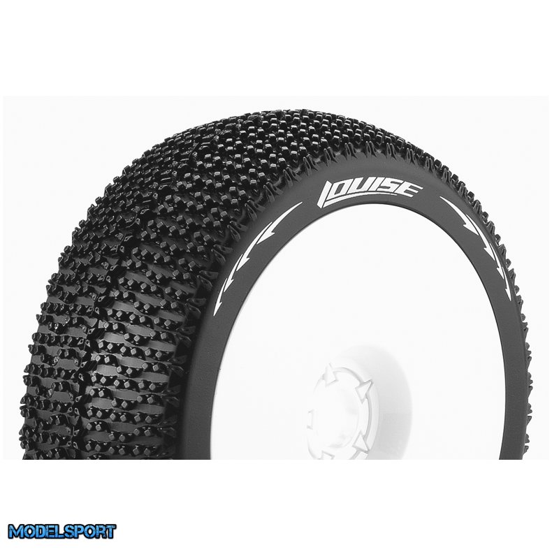 Louise RC - B-MAGLEV - 1-8 Buggy Tire Set - Mounted - Soft - White Wheels - Hex 17mm - L-T3100SW