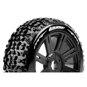 Louise RC - B-MAZINGER - 1-8 Buggy Tire Set - Mounted - Soft - Black Spoke Wheels - Hex 17mm - L-T3108SB