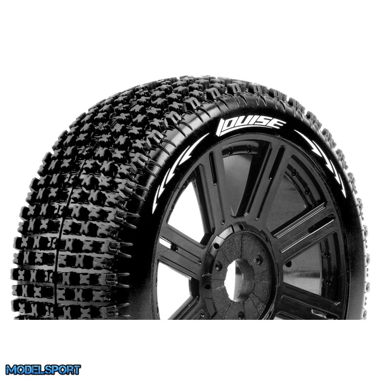 Louise RC - B-PIRATE - 1-8 Buggy Tire Set - Mounted - Soft - Black Spoke Wheels - Hex 17mm - L-T3126SB