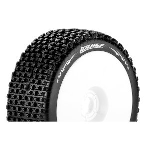 Louise RC - B-PIRATE - 1-8 Buggy Tire Set - Mounted - Soft - White Wheels - Hex 17mm - L-T3126SW
