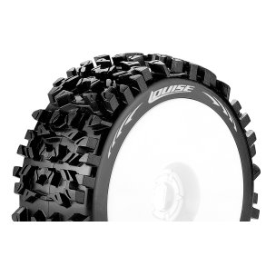 Louise RC - B-PIONEER - 1-8 Buggy Tire Set - Mounted - Soft - White Wheels - Hex 17mm - L-T3130SW