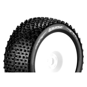 Louise RC - T-PIRATE - 1-8 Truggy Tire Set - Mounted - Soft - White Wheels - 0-Offset - Hex 17mm - L-T3134SW