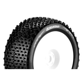 Louise RC - T-PIRATE - 1-8 Truggy Tire Set - Mounted - Soft - White Wheels - 1/2