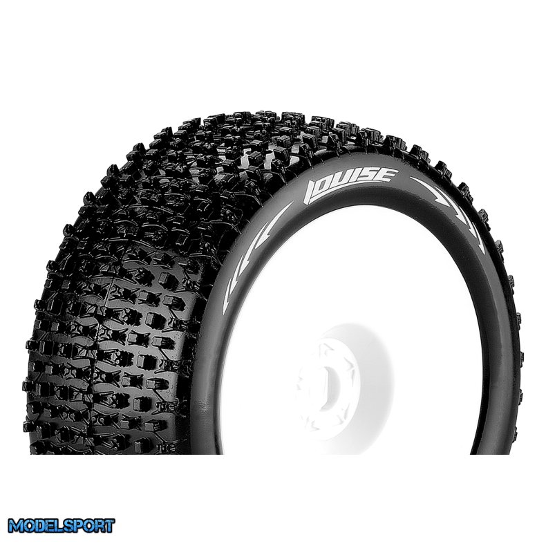 Louise RC - T-PIRATE - 1-8 Truggy Tire Set - Mounted - Soft - White Wheels - 1/2"-Offset - Hex 17mm - L-T3134SWH