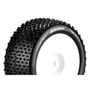 Louise RC - T-PIRATE - 1-8 Truggy Tire Set - Mounted - Super Soft - White Wheels - 0-Offset - Hex 17mm - L-T3134VW