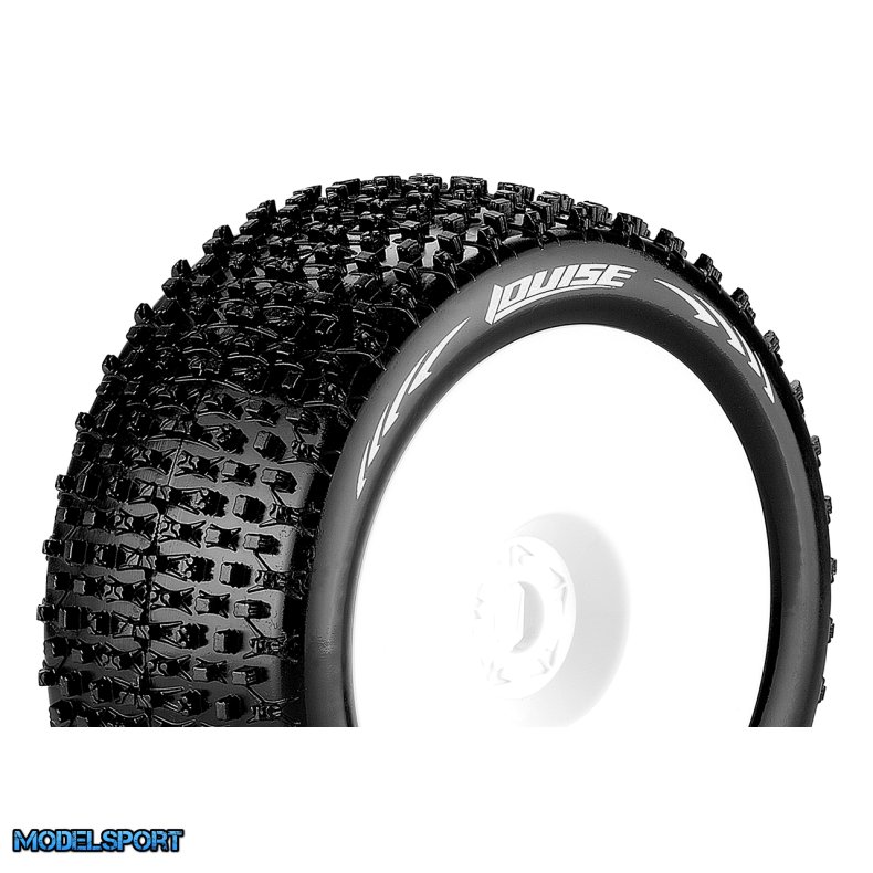 Louise RC - T-PIRATE - 1-8 Truggy Tire Set - Mounted - Super Soft - White Wheels - 1/2"-Offset - Hex 17mm - L-T3134VWH