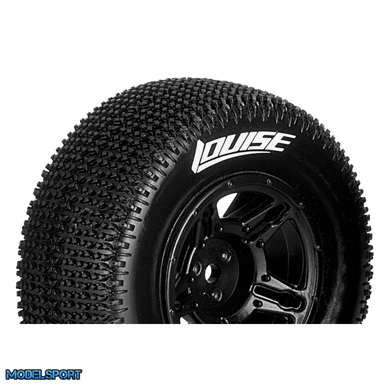 Louise RC - SC-MAGLEV - 1-10 Short Course Tire Set - Mounted - Super Soft - Black Wheels - Asso SC10 4X4 - L-T3145VBAA