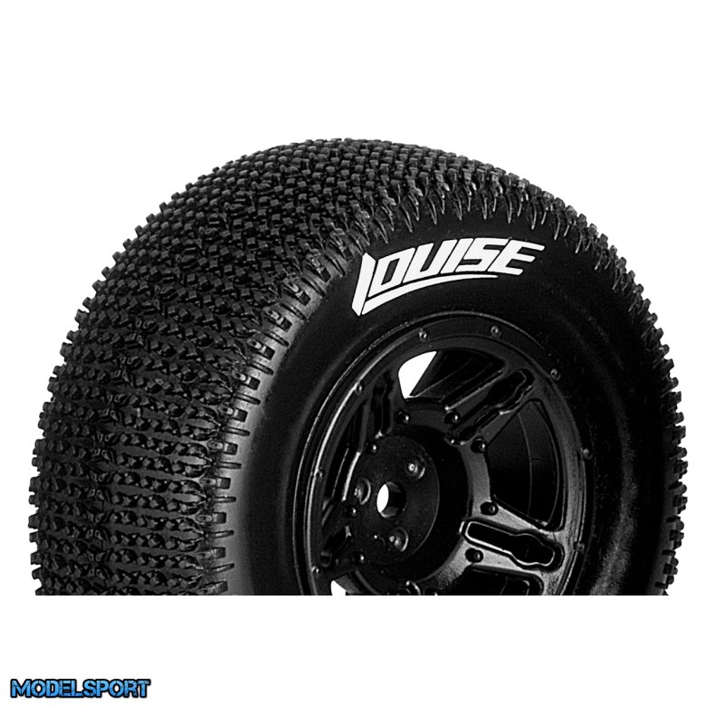 Louise RC - SC-MAGLEV - 1-10 Short Course Tire Set - Mounted - Super Soft - Black Wheels - Hex 12mm - SLASH 2WD - Front - L-T3145VBTF