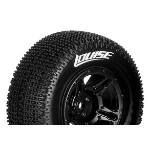 Louise RC - SC-MAGLEV - 1-10 Short Course Tire Set - Mounted - Super Soft - Black Wheels - Hex 12mm - SLASH 2WD Rear - SLASH 4X4 F/R - L-T3145VBTR