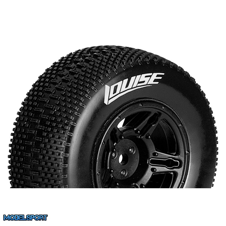 Louise RC - SC-GROOVE - 1-10 Short Course Tire Set - Mounted - Soft - Black Wheels - Losi TEN-SCTE 4X4 - L-T3146SBLA
