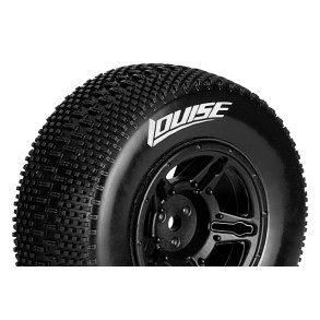 Louise RC - SC-GROOVE - 1-10 Short Course Tire Set - Mounted - Soft - Black Wheels - Hex 12mm - SLASH 2WD - Front - L-T3146SBTF