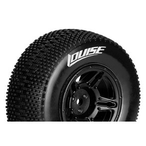 Louise RC - SC-GROOVE - 1-10 Short Course Tire Set - Mounted - Super Soft - Black Wheels - Asso SC10 4X4 - L-T3146VBAA