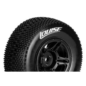 Louise RC - SC-GROOVE - 1-10 Short Course Tire Set - Mounted - Super Soft - Black Wheels - Hex 12mm - SLASH 2WD Rear - SLASH 4X4 F/R - L-T3146VBTR