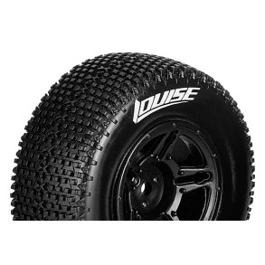 Louise RC - SC-TURBO - 1-10 Short Course Tire Set - Mounted - Super Soft - Black Wheels - Hex 12mm - SLASH 2WD - Front - L-T3147VBTF