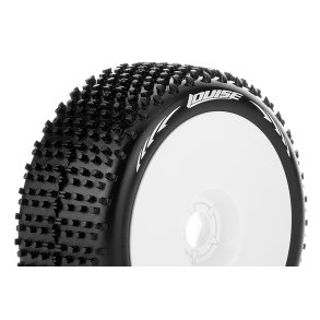Louise RC - B-HORNET - 1-8 Buggy Tire Set - Mounted - Soft - White Wheels - Hex 17mm - L-T3150SW