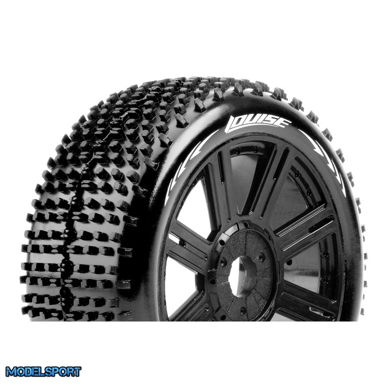 Louise RC - B-HORNET - 1-8 Buggy Tire Set - Mounted - Super Soft - Black Spoke Wheels - Hex 17mm - L-T3150VB