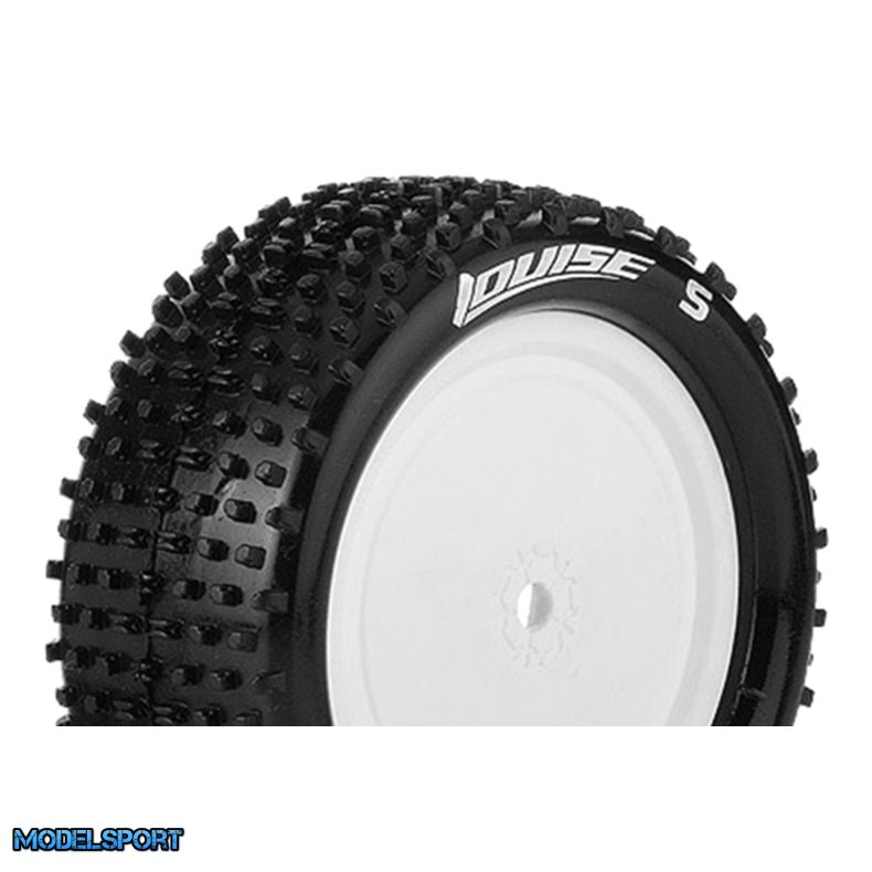 Louise RC - E-HORNET - 1-10 Buggy Tire Set - Mounted - Super Soft - White Wheels - Hex 12mm - 4WD - Front - L-T3170VWKF