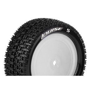 Louise RC - E-MAGLEV - 1-10 Buggy Tire Set - Mounted - Soft - White Wheels - Hex 12mm - 4WD - Front - L-T3174SWKF