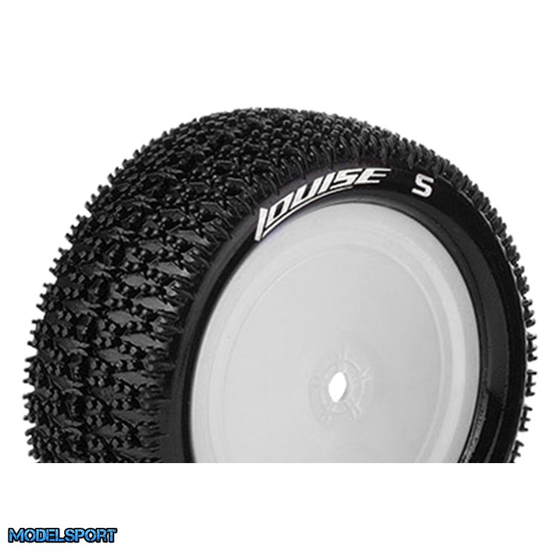 Louise RC - E-MAGLEV - 1-10 Buggy Tire Set - Mounted - Super Soft - White Wheels - Hex 12mm - 4WD - Front - L-T3174VWKF