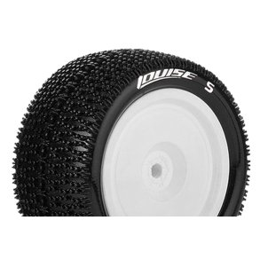 Louise RC - E-MAGLEV - 1-10 Buggy Tire Set - Mounted - Super Soft - White Wheels - Hex 12mm - 4WD - Rear - L-T3176VWKR