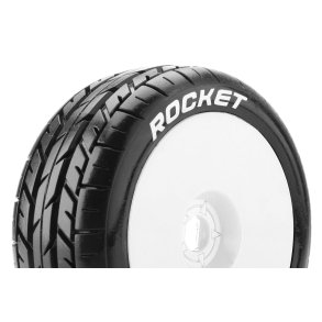 Louise RC - B-ROCKET - 1-8 Buggy Tire Set - Mounted - Soft - White Wheels - Hex 17mm - L-T3190SW