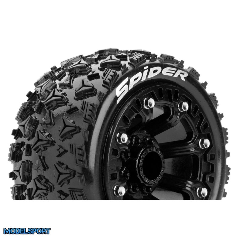 Louise RC - ST-SPIDER - 1-16 Truck Tire Set - Mounted - Sport - Black 2.2 Wheels - Hex 12mm - L-T3200SB