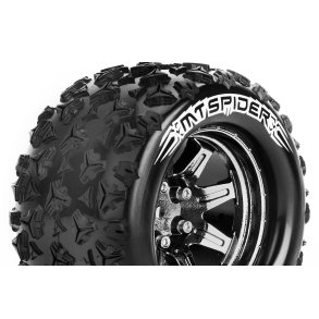 Louise RC - MT-SPIDER - 1-10 Monster Truck Tire Set - Mounted - Sport - Black Chrome 2.8 Wheels - Hex 14mm - L-T3203SBCM