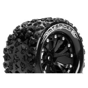 Louise RC - MT-SPIDER - 1-10 Monster Truck Tire Set - Mounted - Sport - Black 2.8 Wheels - 1/2-Offset - Hex 12mm - L-T3203SBH