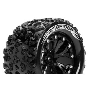 Louise RC - MT-SPIDER - 1-10 Monster Truck Tire Set - Mounted - Sport - Black 2.8 Wheels - Hex 14mm - L-T3203SBM