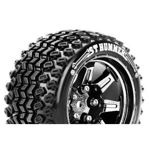 Louise RC - ST-HUMMER - 1-10 Stadium Truck Tire Set - Mounted - Sport - Black Chrome 2.8 Wheels - Hex 14mm - L-T3209SBCM