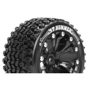 Louise RC - ST-HUMMER - 1-10 Stadium Truck Tire Set - Mounted - Sport - Black 2.8 Wheels - 1/2-Offset - Hex 12mm - L-T3209SBH