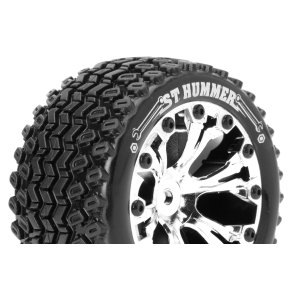 Louise RC - ST-HUMMER - 1-10 Stadium Truck Tire Set - Mounted - Sport - Chrome 2.8 Wheels - 0-Offset - Hex 12mm - L-T3209SC