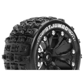 Louise RC - ST-JUMBO - 1-10 Stadium Truck Tire Set - Mounted - Sport - Black 2.8 Wheels - 1/2-Offset - Hex 12mm - L-T3210SBH