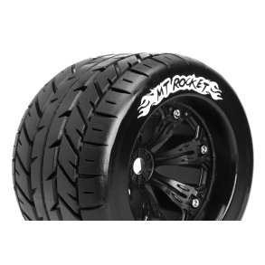 Louise RC - MT-ROCKET - 1-8 Monster Truck Tire Set - Mounted - Sport - Felgen 3.8 Schwarz - 0-Offset - Hex 17mm - L-T3217B