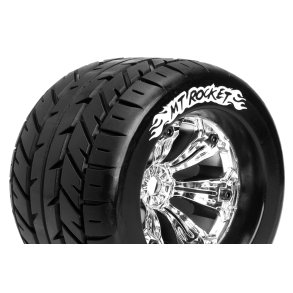 Louise RC - MT-ROCKET - 1-8 Monster Truck Tire Set - Mounted - Sport - Felgen 3.8 Chrom - 0-Offset - Hex 17mm - L-T3217C