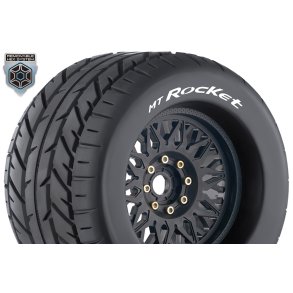 Louise RC - MT-ROCKET - 1-8 Monster Truck Tire Set - Mounted - Sport - Black Wheels - Removable 0
