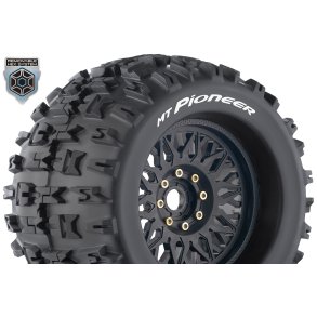 Louise RC - MT-PIONEER - 1-8 Monster Truck Tire Set - Mounted - Sport - Black Wheels - Removable 0