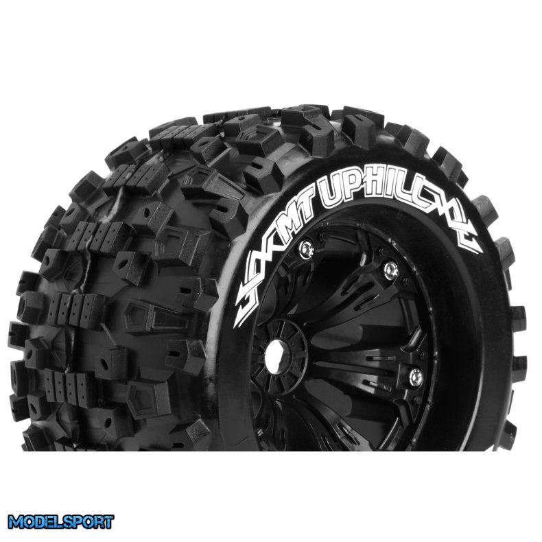 Louise RC - MT-UPHILL - 1-8 Monster Truck Tire Set - Mounted - Sport - Felgen 3.8 Schwarz - 0-Offset - Hex 17mm - L-T3219B