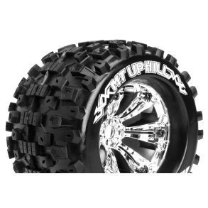 Louise RC - MT-UPHILL - 1-8 Monster Truck Tire Set - Mounted - Sport - Felgen 3.8 Chrom - 1/2-Offset - Hex 17mm - L-T3219CH