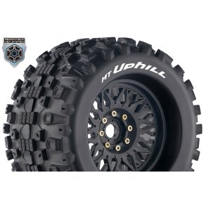 Louise RC - MT-UPHILL - 1-8 Monster Truck Tire Set - Mounted - Sport - Black Wheels - Removable 0