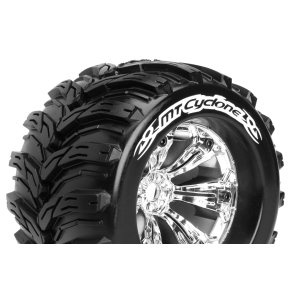 Louise RC - MT-CYCLONE - 1-8 Monster Truck Tire Set - Mounted - Sport - Felgen 3.8 Chrom - 0-Offset - Hex 17mm - L-T3220C