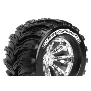 Louise RC - MT-CYCLONE - 1-8 Monster Truck Tire Set - Mounted - Sport - Felgen 3.8 Chrom - 1/2-Offset - Hex 17mm - L-T3220CH