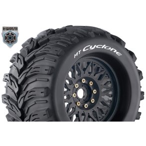 Louise RC - MT-CYCLONE - 1-8 Monster Truck Tire Set - Mounted - Sport - Black Wheels - Removable 0