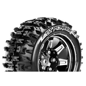 Louise RC - ST-PIONEER - 1-10 Stadium Truck Tire Set - Mounted - Soft - Black Chrome 2.8 Wheels - Hex 14mm - L-T3227SBCM