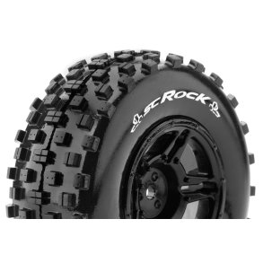 Louise RC - SC-ROCK - 1-10 Short Course Tire Set - Mounted - Soft - Black Wheels - Losi TEN-SCTE 4X4 - L-T3229SBLA
