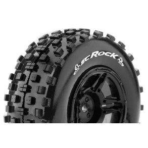 Louise RC - SC-ROCK - 1-10 Short Course Tire Set - Mounted - Soft - Black Wheels - Hex 12mm - SLASH 2WD - Front - L-T3229SBTF