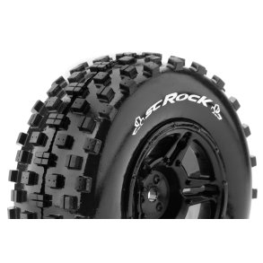 Louise RC - SC-ROCK - 1-10 Short Course Tire Set - Mounted - Soft - Black Wheels - Hex 12mm - SLASH 2WD Rear - SLASH 4X4 F/R - L-T3229SBTR