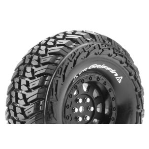 Louise RC - CR-GRIFFIN - 1-10 Crawler Tire Set - Mounted - Super Soft - Black 1.9 Wheels - Hex 12mm - L-T3230VB