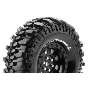 Louise RC - CR-CHAMP - 1-10 Crawler Tire Set - Mounted - Super Soft - Black 1.9 Wheels - Hex 12mm - L-T3231VB