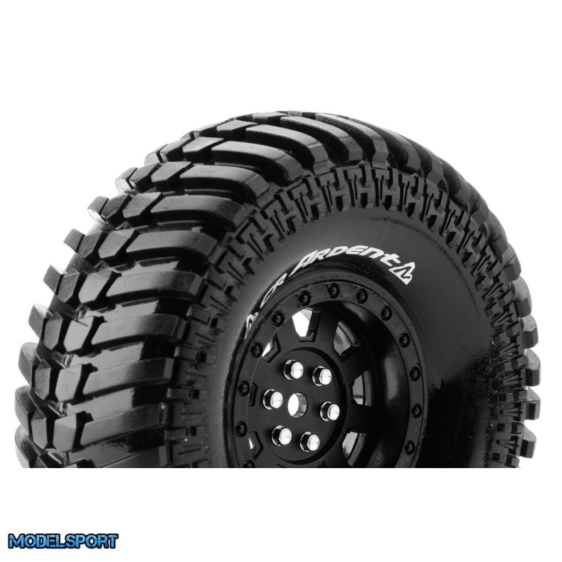 Louise RC - CR-ARDENT - 1-10 Crawler Tire Set - Mounted - Super Soft - Black 1.9 Wheels - Hex 12mm - L-T3232VB